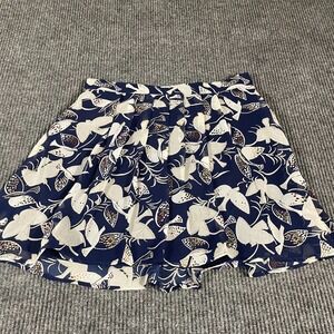 Old Navy Skirt Womens Medium Blue Floral AOP Doves Lined Stretch Short Pull On